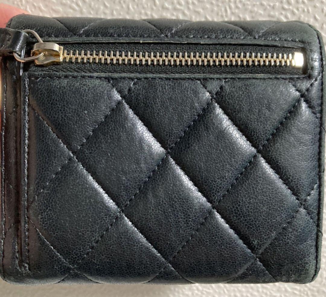 シャネル　CHANEL　クラシックスモールフラップウォレットラムスキン　ブラック