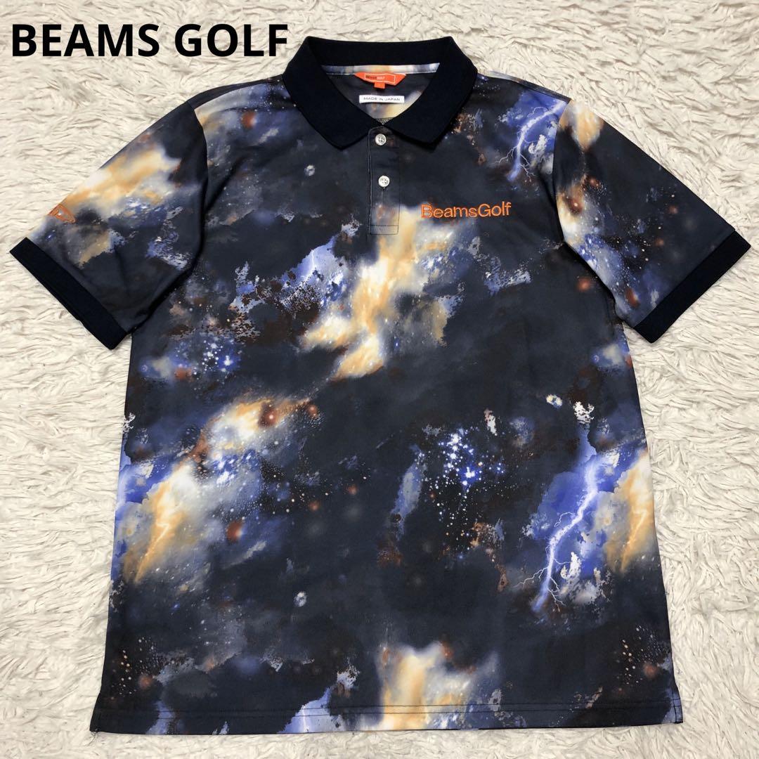 極美品✨ビームスゴルフ　半袖　ポロシャツ　宇宙柄　マルチカラー　ゴルフウェア　L