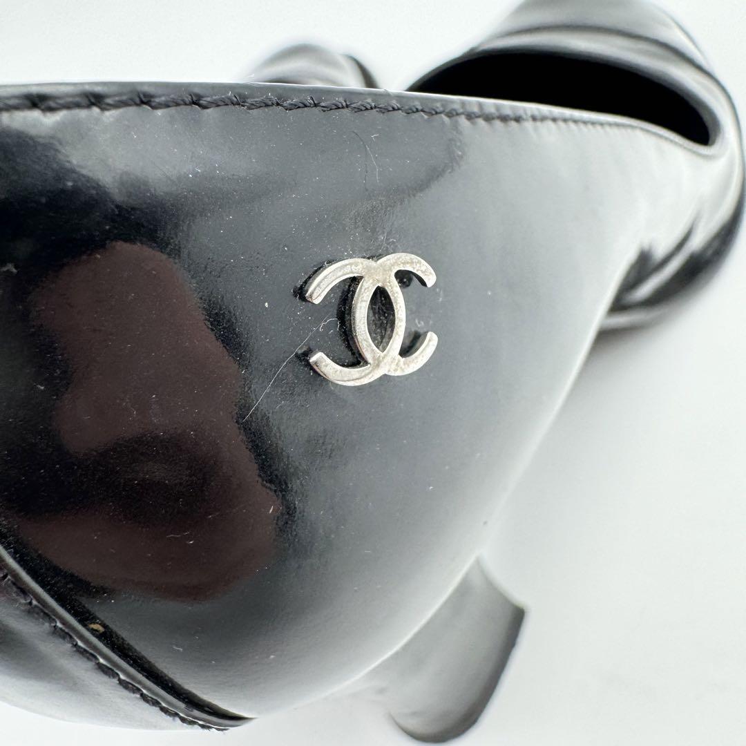 CHANEL ハイヒール　ブラック　ココマーク　エナメル