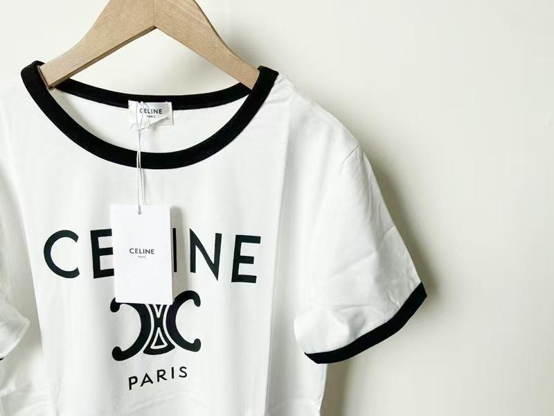 CELINE PARIS クロップドTシャツ ホワイト S CELINE - CELINE セリーヌ Tシャツ レディース クロップド T