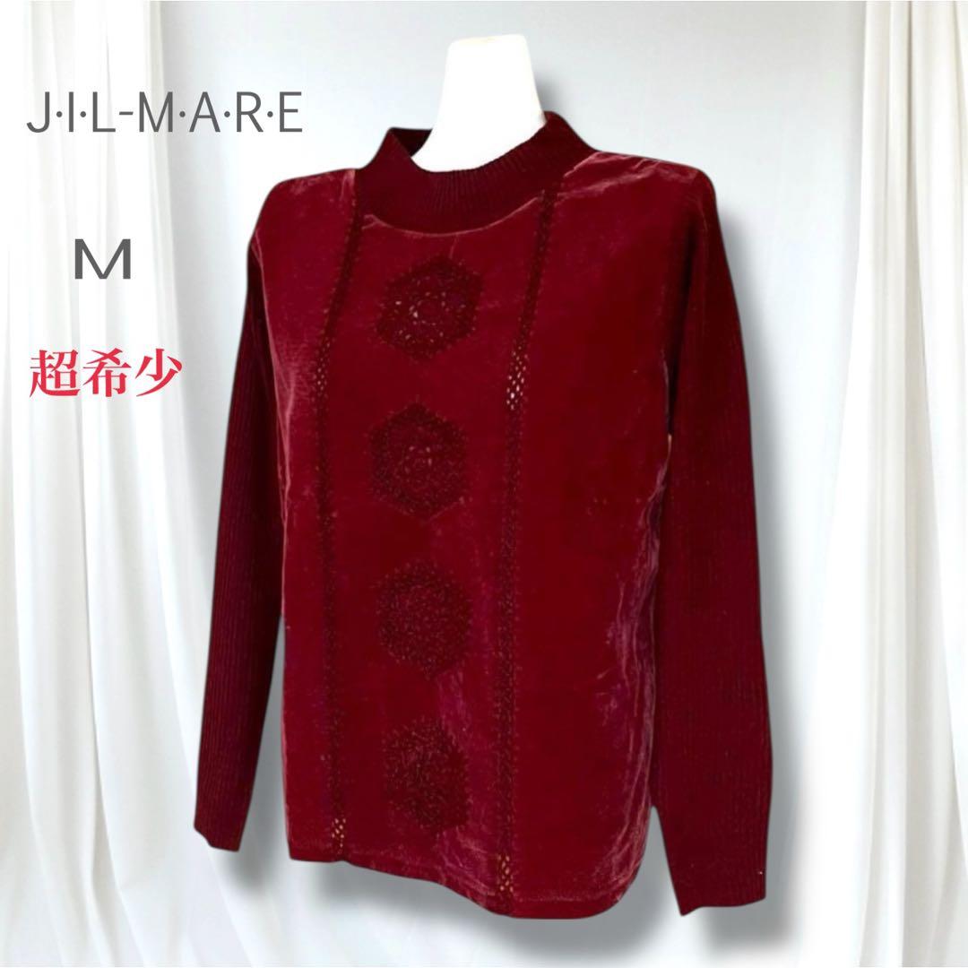 幻級 JILMARE スエード調刺繍ニット ワインレッド M
