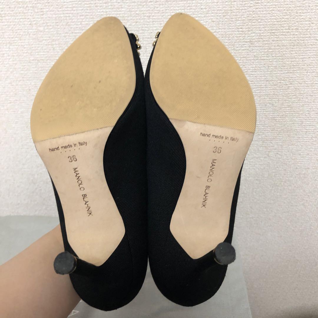 マノロブラニク パンプス ハンギシ　パール　キャンバス　36 デニム マノロブラニク パンプス ハンギシ パール キャンバス 36 デニム