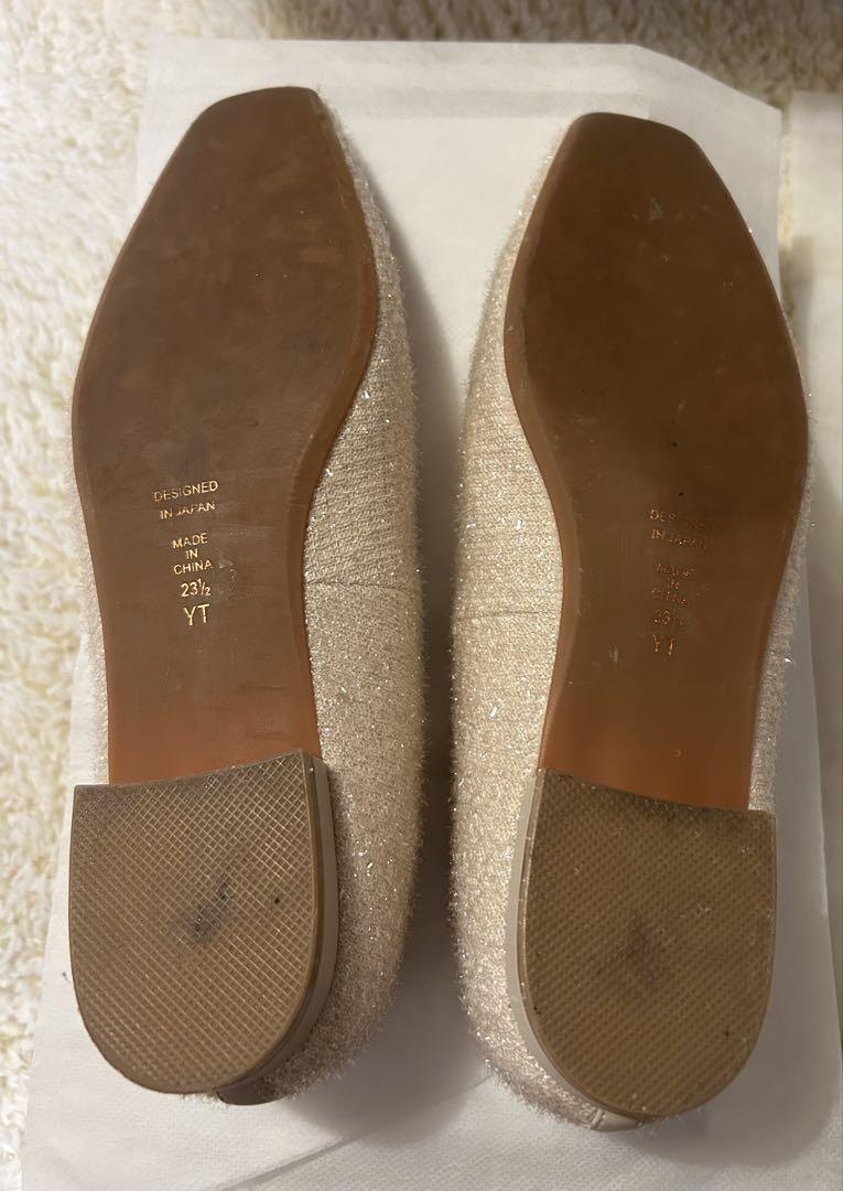 1度使用 アルテミス バイ ダイアナ ビジューデザイン シャギーフラットシューズ