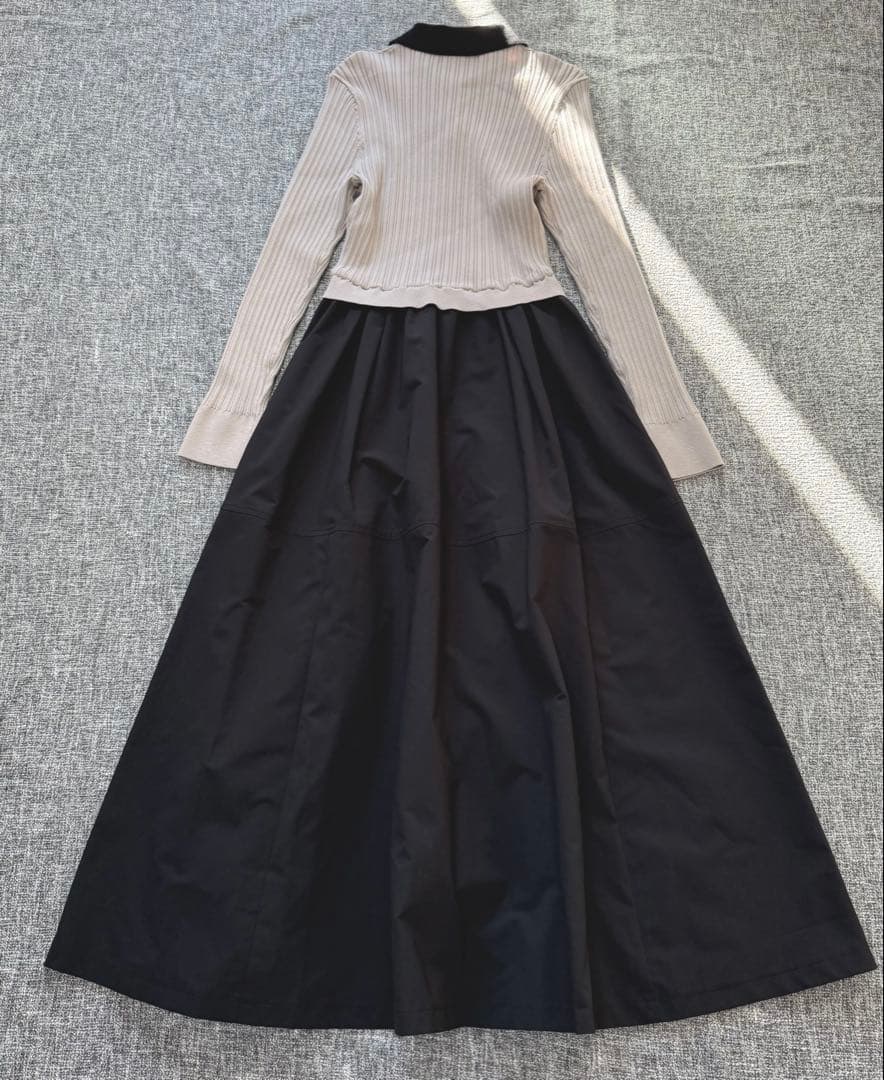 品質保証！ JUSGLITTY 衿ニットドッキングワンピース ブラックM JUSGLITTY