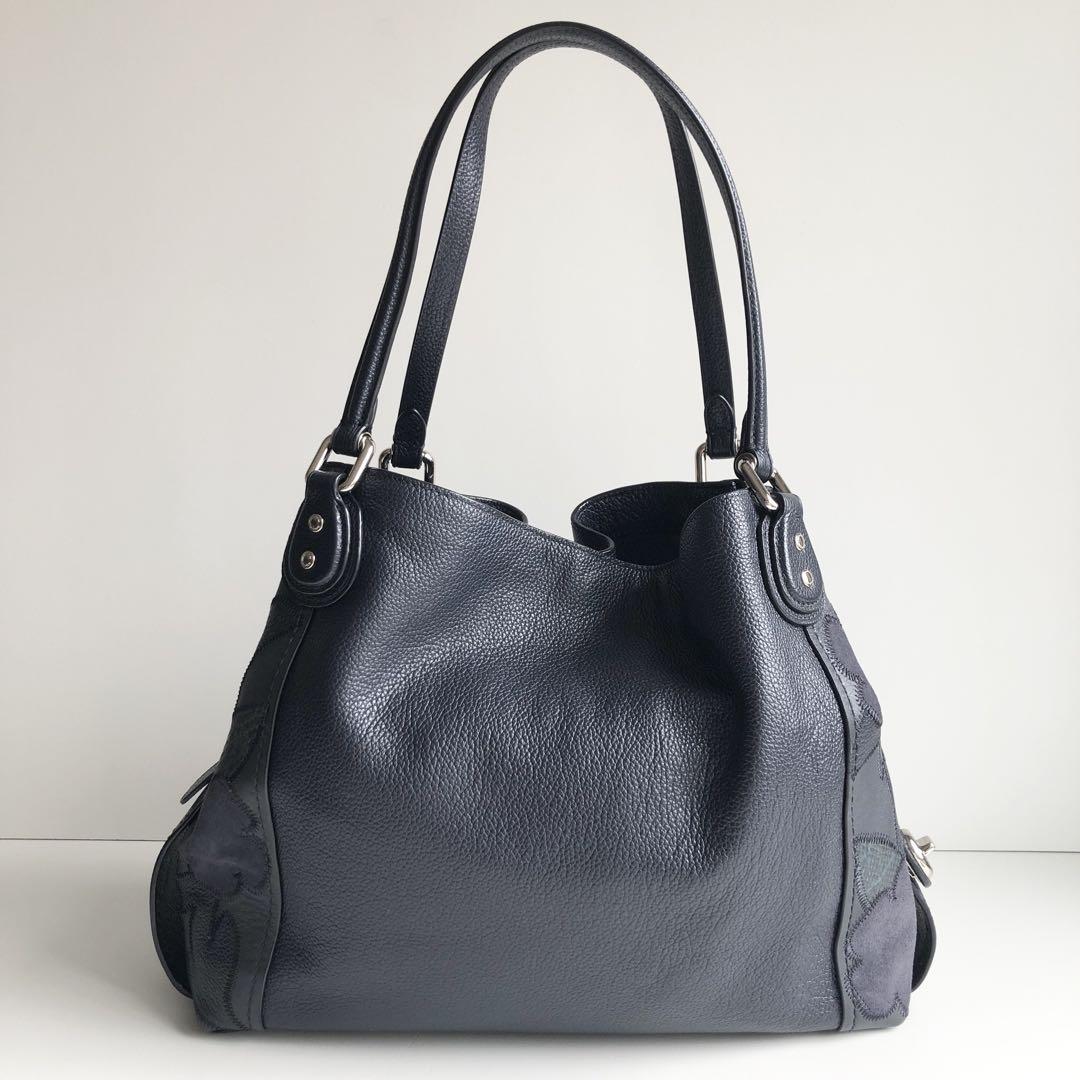 COACH ブラックレザー ハンドバッグ　イーディ ほぼ新品 コーチ COACH イーディー ハンドバッグ フラワー