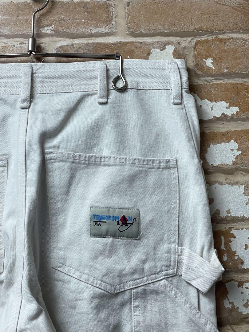 90s ペインターパンツ　ワークパンツ　白　ワンポイント　USA ホワイト　古着