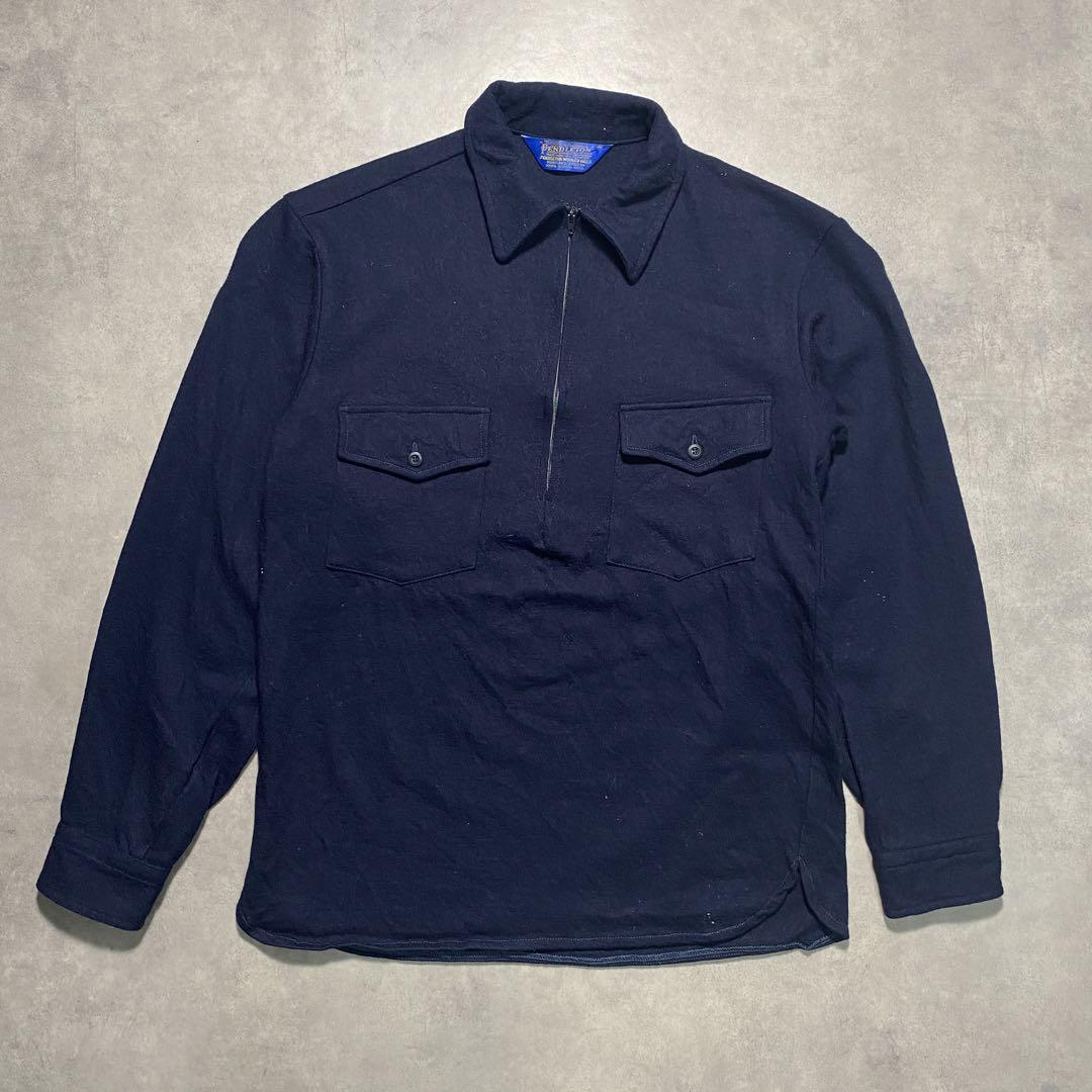 80-90s PENDLETON ペンドルトンハーフジップウールシャツ Mサイズ