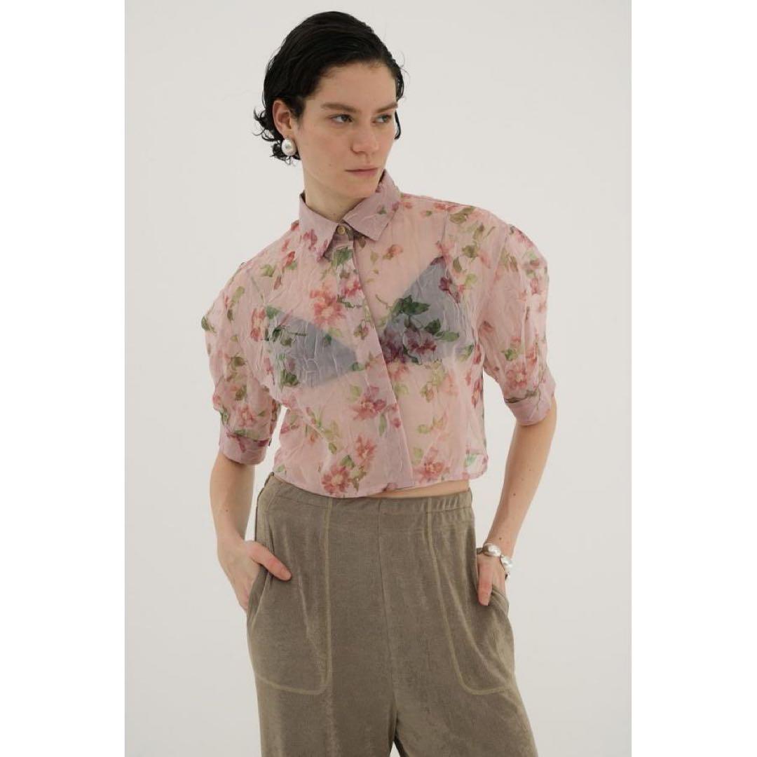 clane SHEER FLOWER SHORT SLEEVE SHIRTS