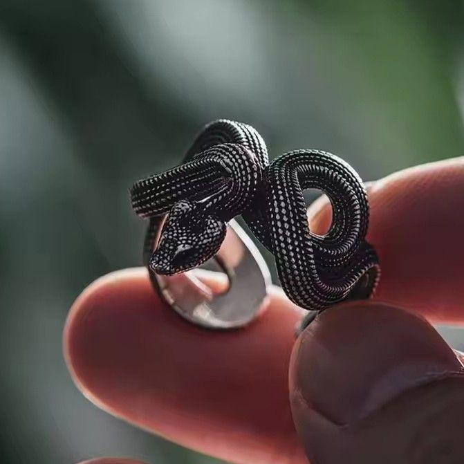 A666 リング メンズ 指輪 シルバー ブラック 蛇 ヘビ プレゼント