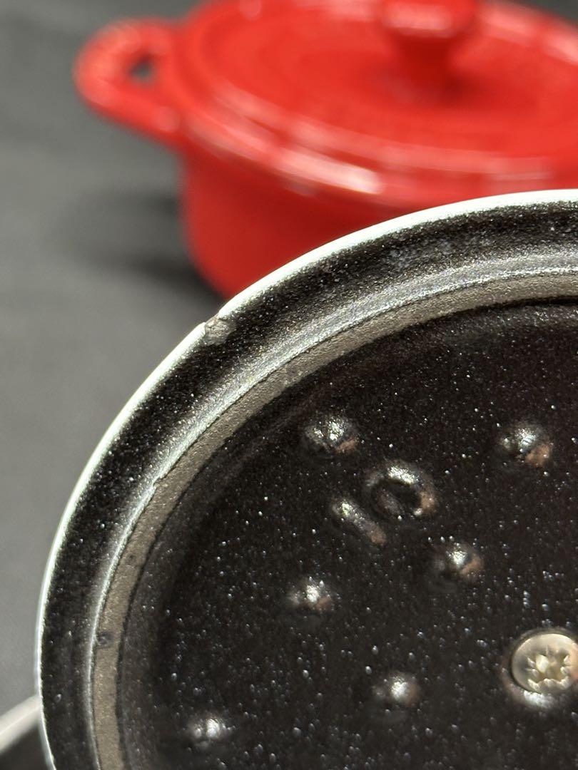【USED】STAUB ストウブ　ココット　ミニ　10cm ホワイト　レッド