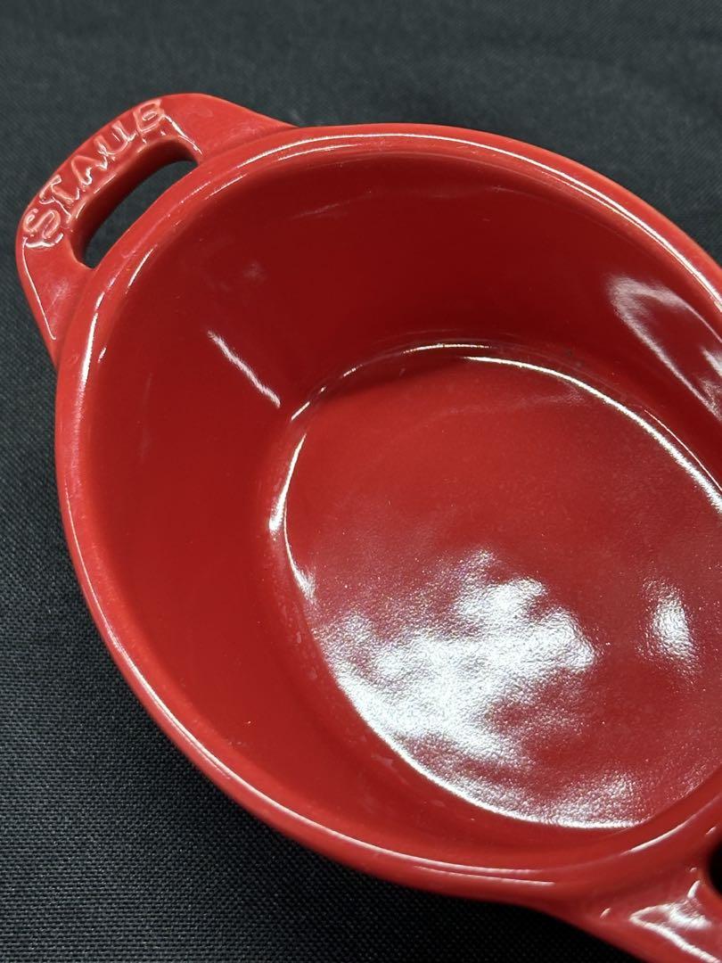 【USED】STAUB ストウブ　ココット　ミニ　10cm ホワイト　レッド