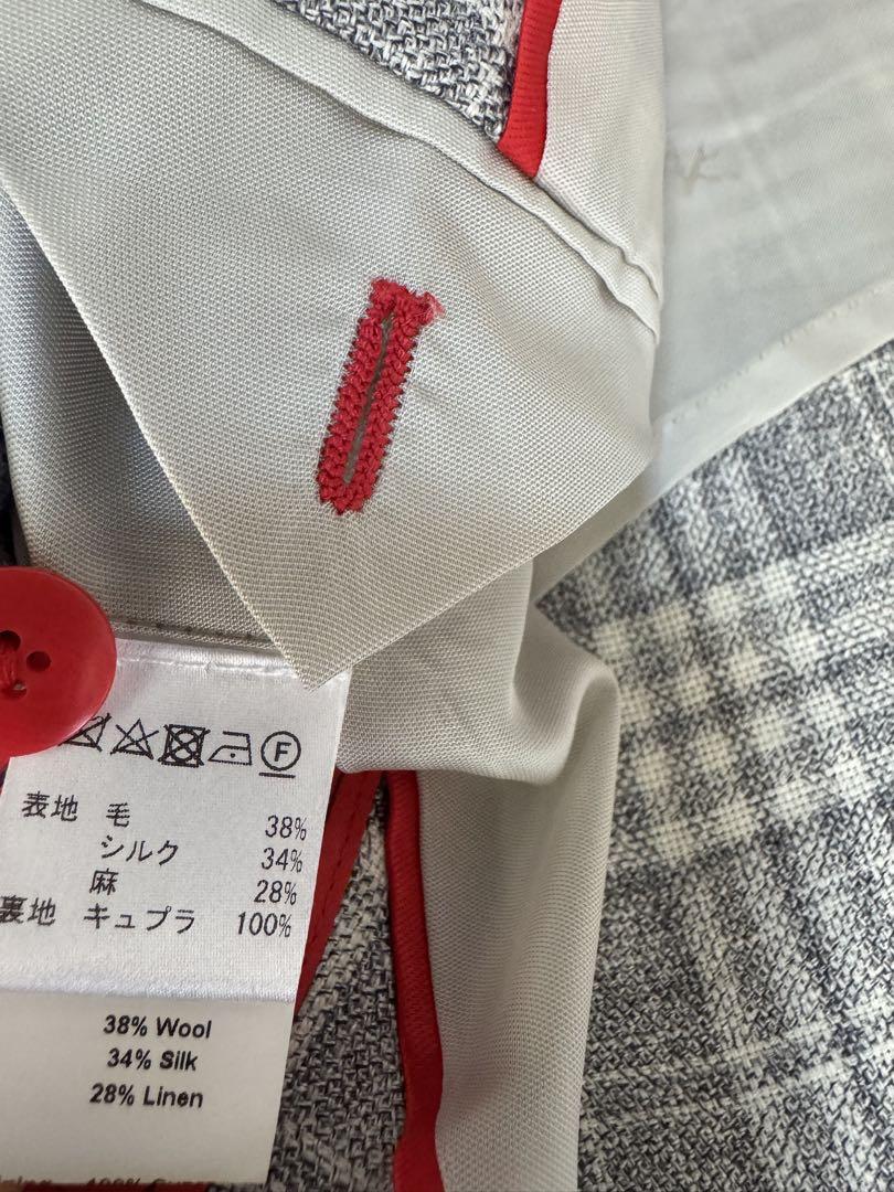 ISAIA イザイアシルクリネン チェック テーラードジャケット　48サイズ