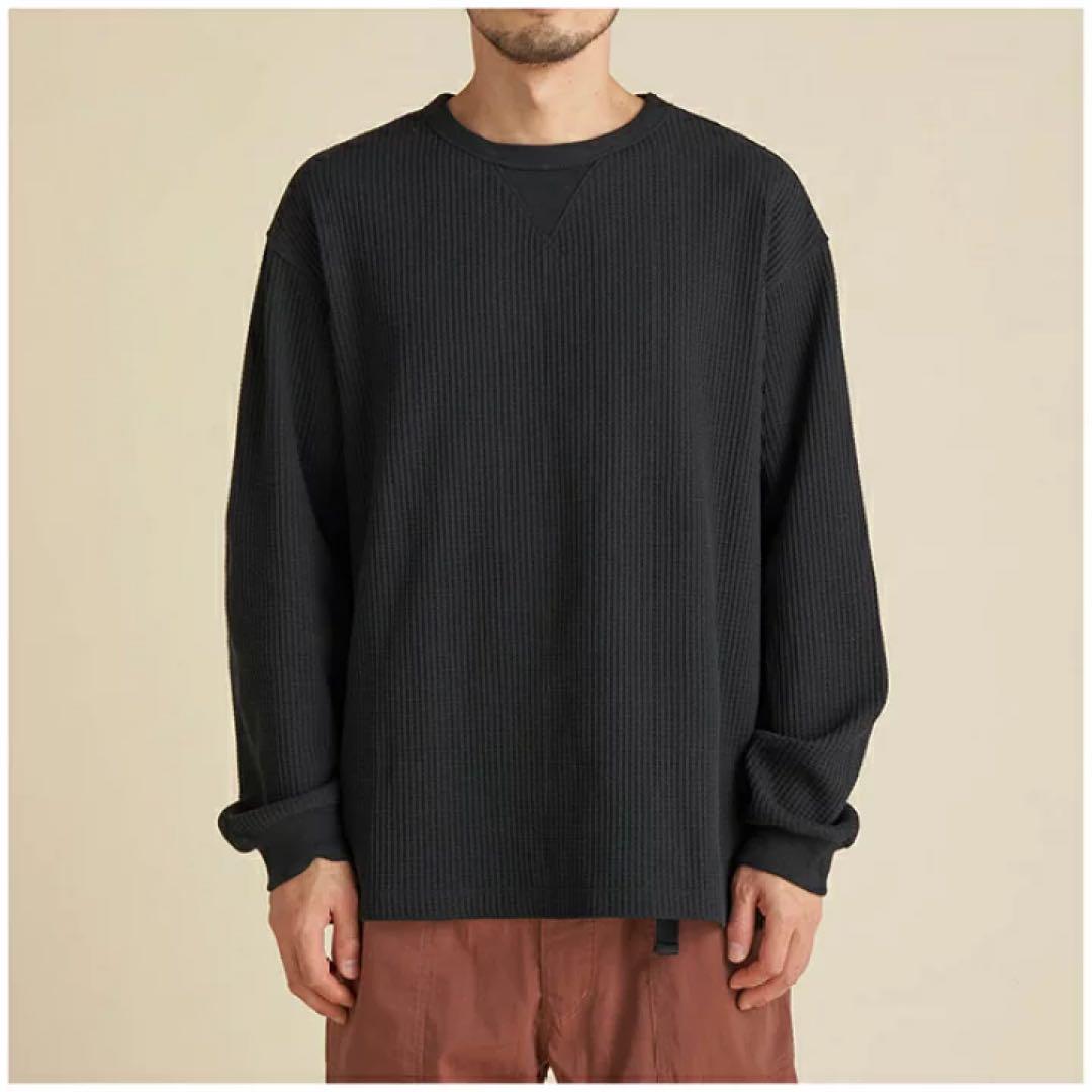 NANGA ナンガ ワッフルロングスリーブTシャツ ロンT ブラック S