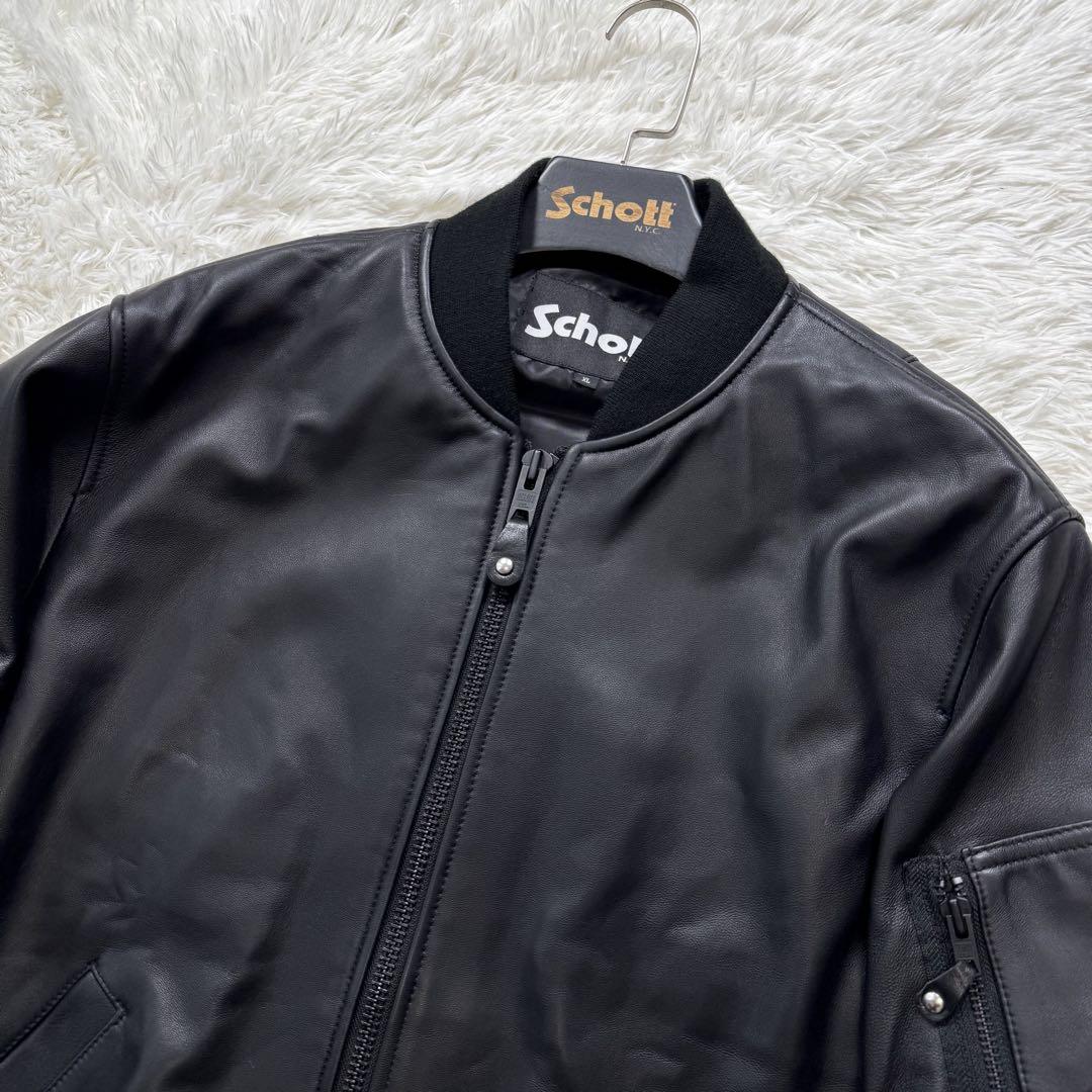 極美品✨Schott フライトジャケット MA-1 羊革 黒 XL - メルカリ