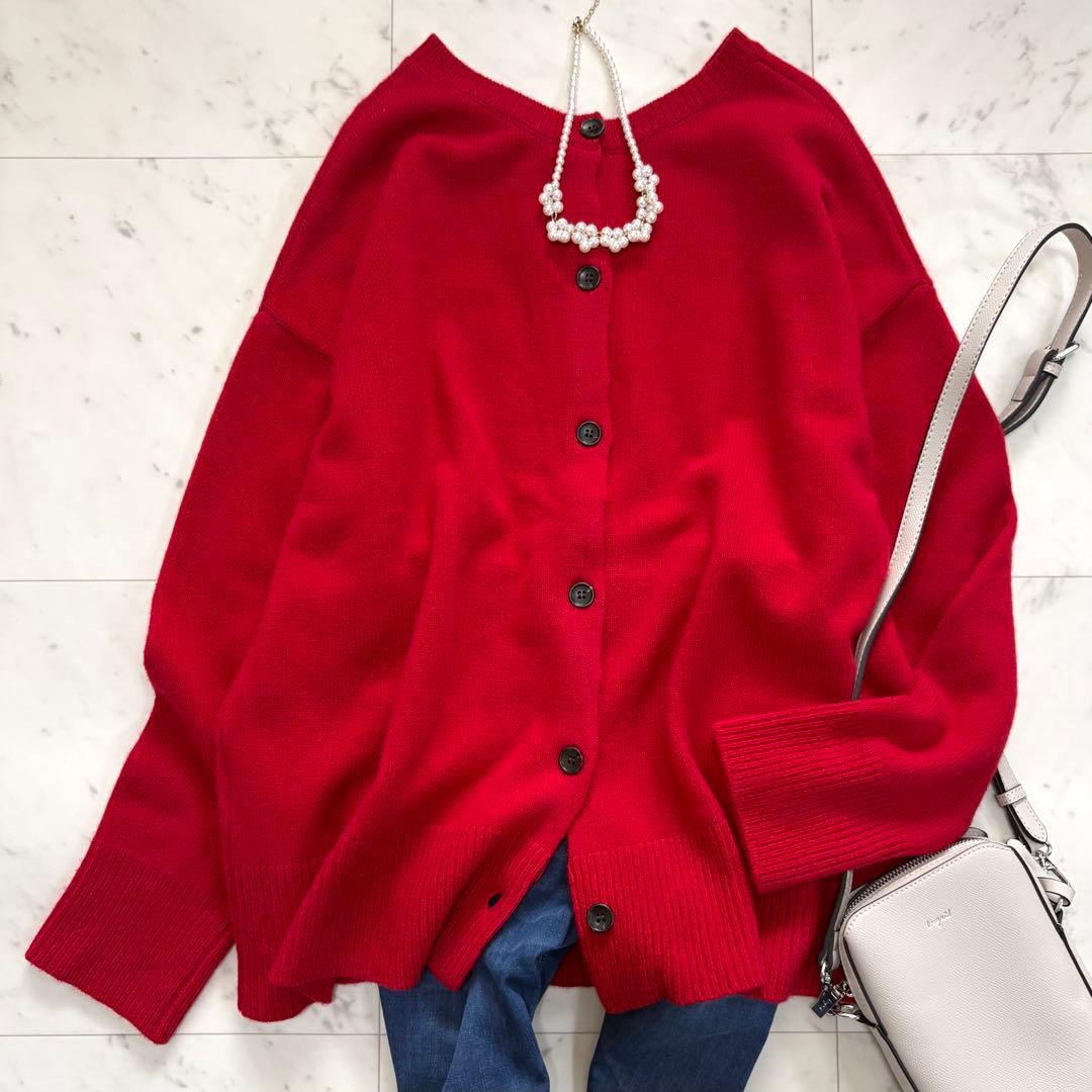 レリューム ウールカシミヤクルーネック カーディガン レッド 2025AW SIZE JOURNAL STANDARD relume