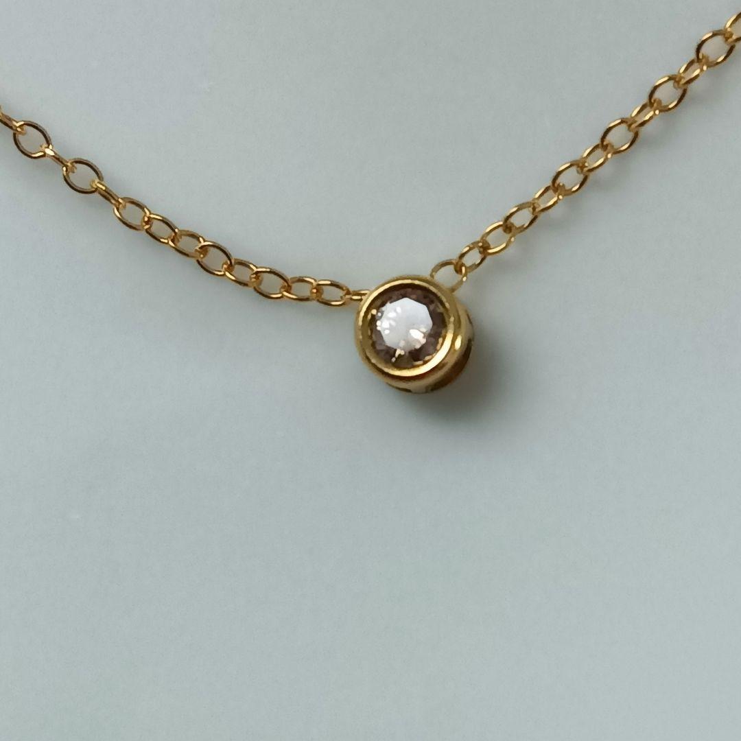 天然　ブラウン　ダイヤモンド　ベゼル　ネックレス　美品　14kgf