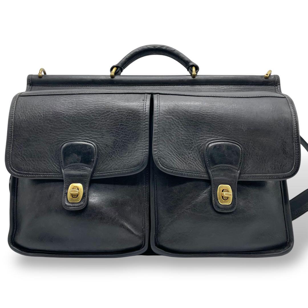 COACH オールドコーチ☆ターンロック 2way ビジネスバッグ レザー 黒