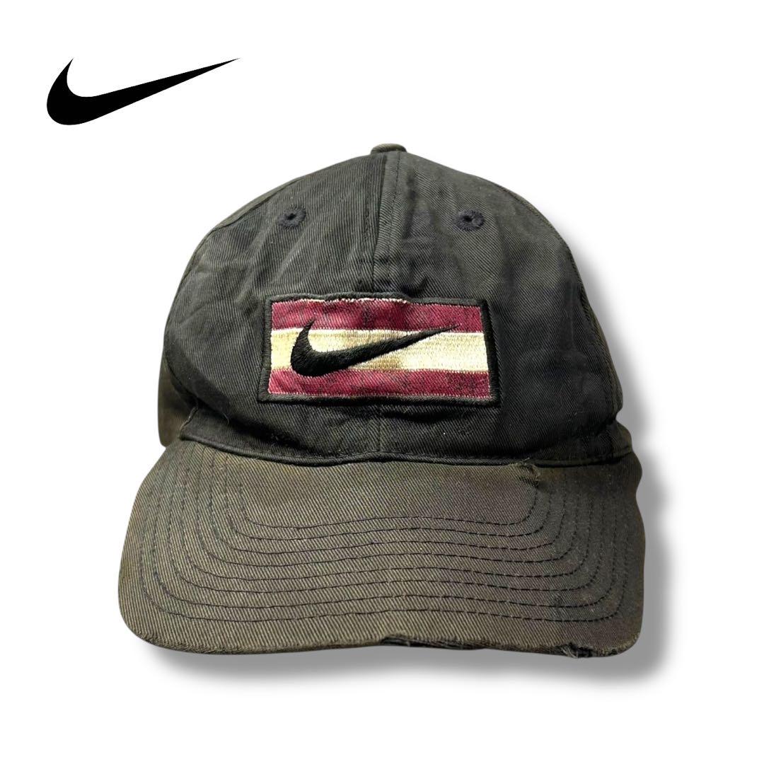 90s NIKE ナイキ 刺繍ロゴ 帽子 キャップ 6パネル vintage