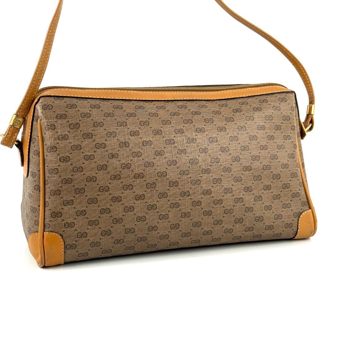Gucci グッチ ショルダーバッグ マイクロGG柄 ブラウン レザー