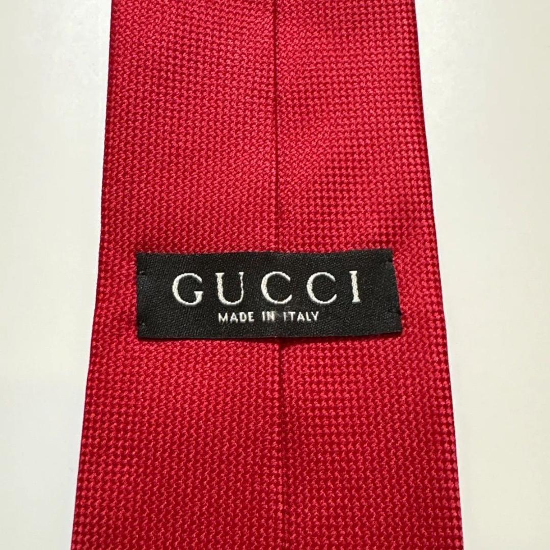 美品 GUCCI グッチ ネクタイ シルク 100% レッド 蜂 Bee ハチ