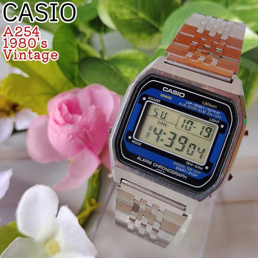 電池 CASIO カシオ A254 デジタル 80s 純正ブレス メンズ