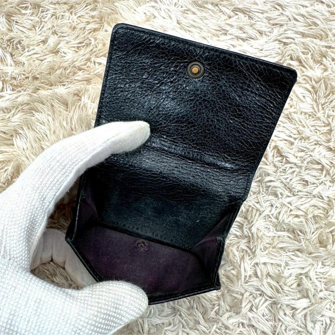 【美品】バレンシアガ 三つ折財布 ブラック クラシック レザー ユニセックス