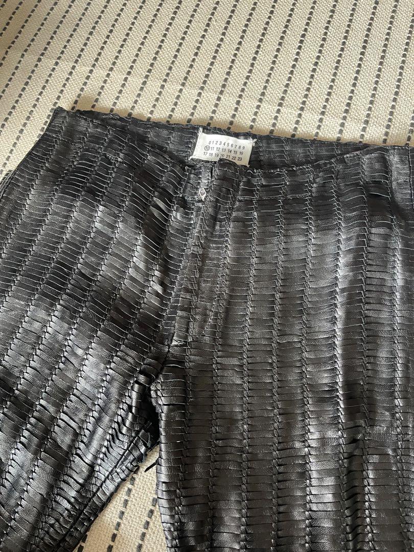 希少 MAISON MARTIN MARGIELA ラムレザー メッシュ パンツ