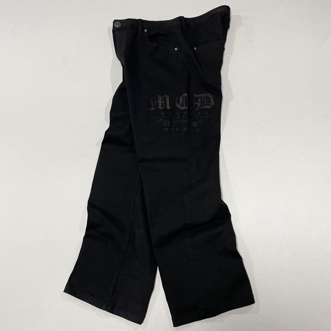 00s y2k ブラック バギーパンツ 2XL 刺繍 極太 平成 B系 お兄系