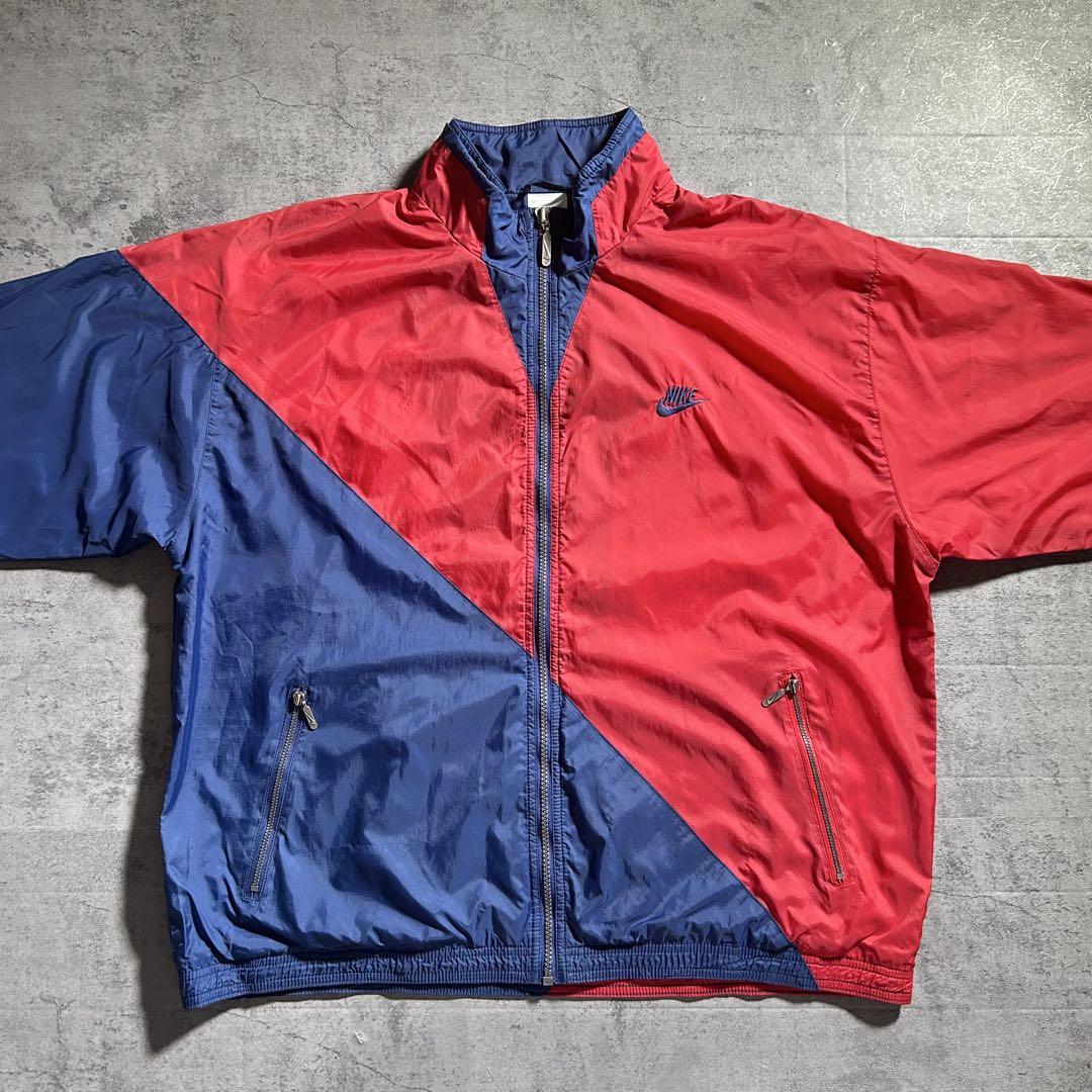 90s NIKE ”BIG SWOOSH” ナイキ ナイロンジャケット 赤 紺 90s NIKE ”BIG SWOOSH” ナイキ ナイロンジャケット 赤 紺
