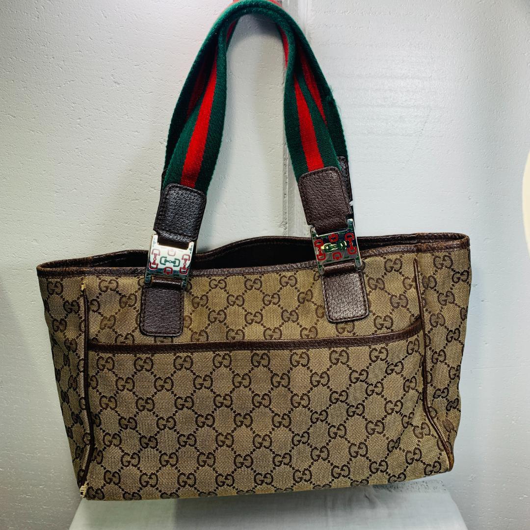 グッチ シェリーライン GGキャンバス ハンドバック USED品（M) K
