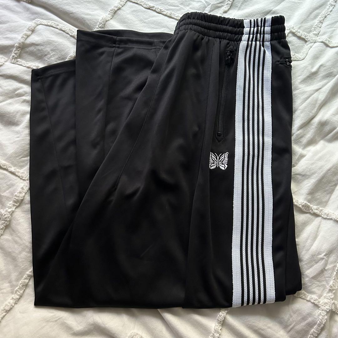 ニードルス　needles トラックパンツ　ヒザデル　黒×白