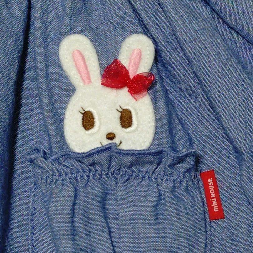 ミキハウスうさ子刺繍付きストライプワンピース80センチ - メルカリ