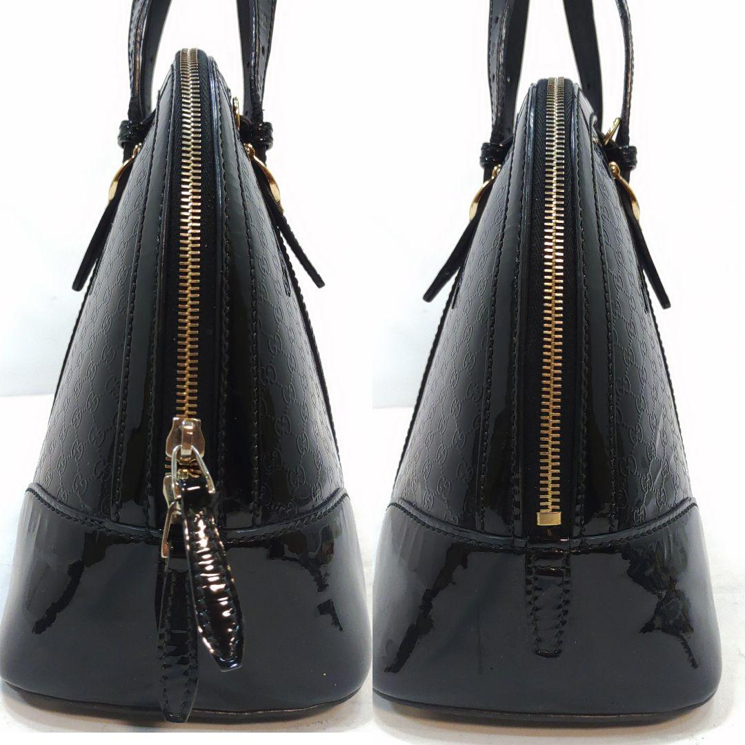グッチ ハンドバッグ 2way ショルダー パテントレザー マイクロシマ 黒色