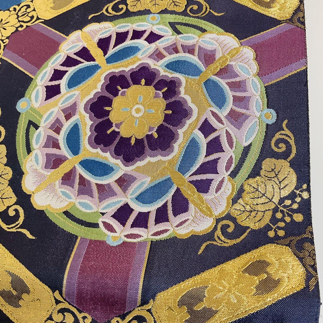 袋帯　未仕立品　六通　紫系　となみ帯　華爛　西陣織　正絹　No.52