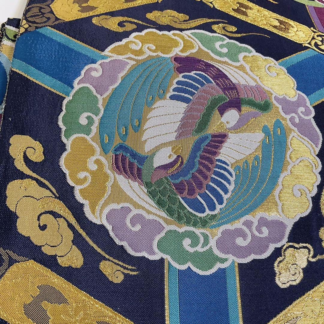 袋帯　未仕立品　六通　紫系　となみ帯　華爛　西陣織　正絹　No.52