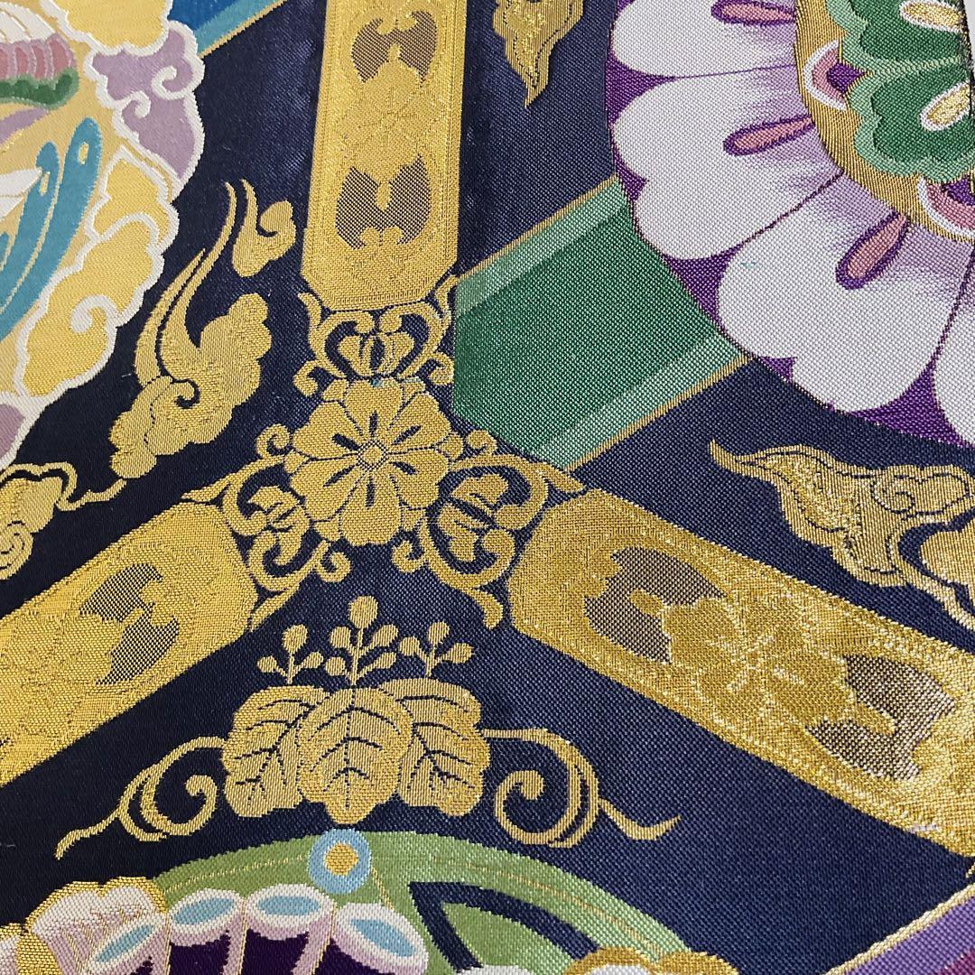 袋帯　未仕立品　六通　紫系　となみ帯　華爛　西陣織　正絹　No.52