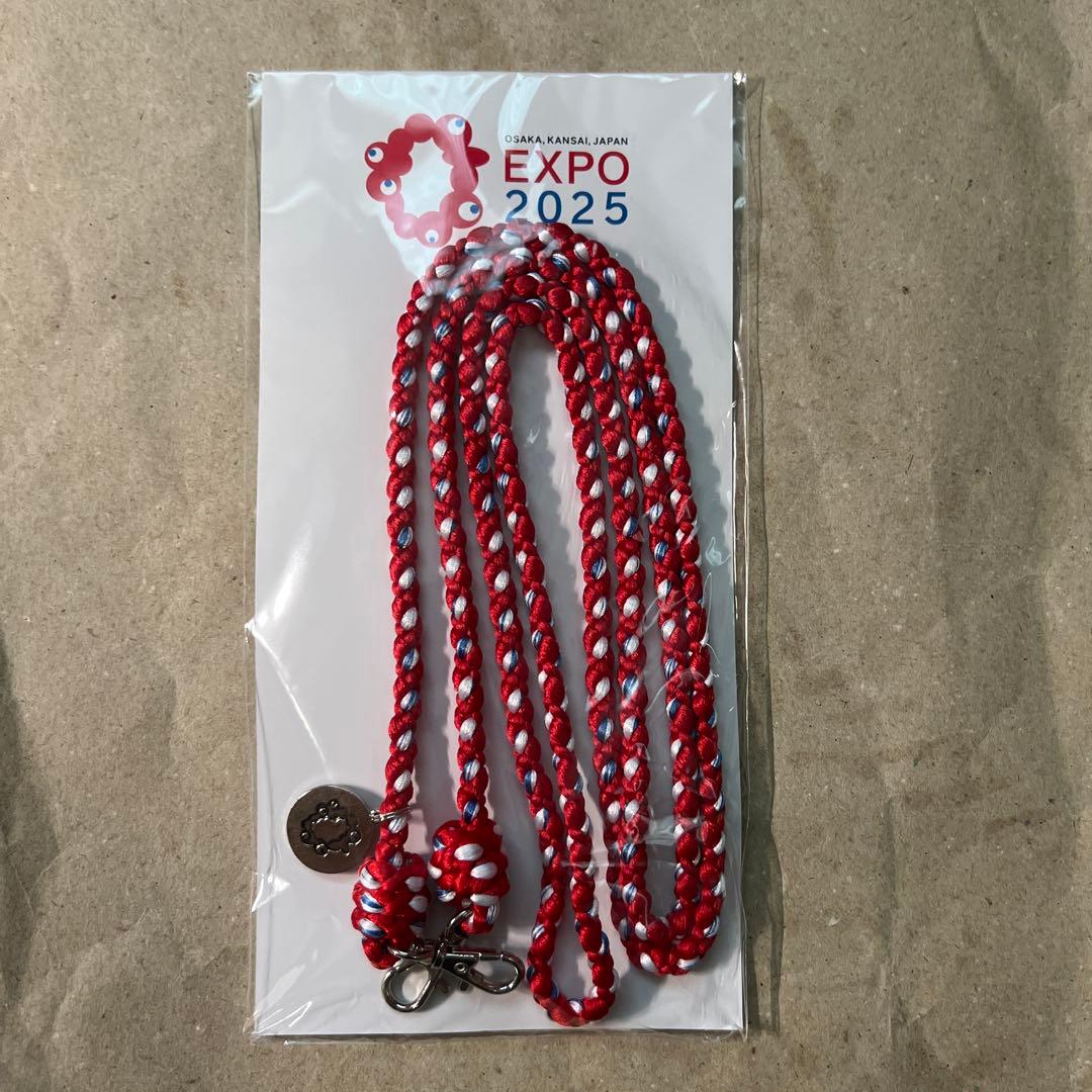 EXPO 2025 公式ロゴ 組紐ショルダーストラップ 赤 白 青