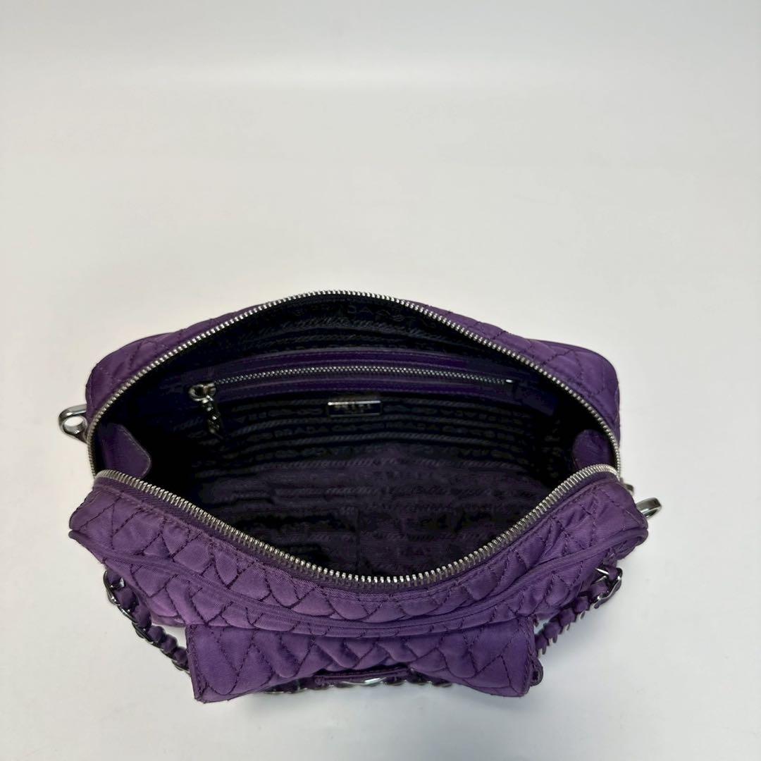 q78【極美品】プラダ ナイロン キルティング チェーン 2way