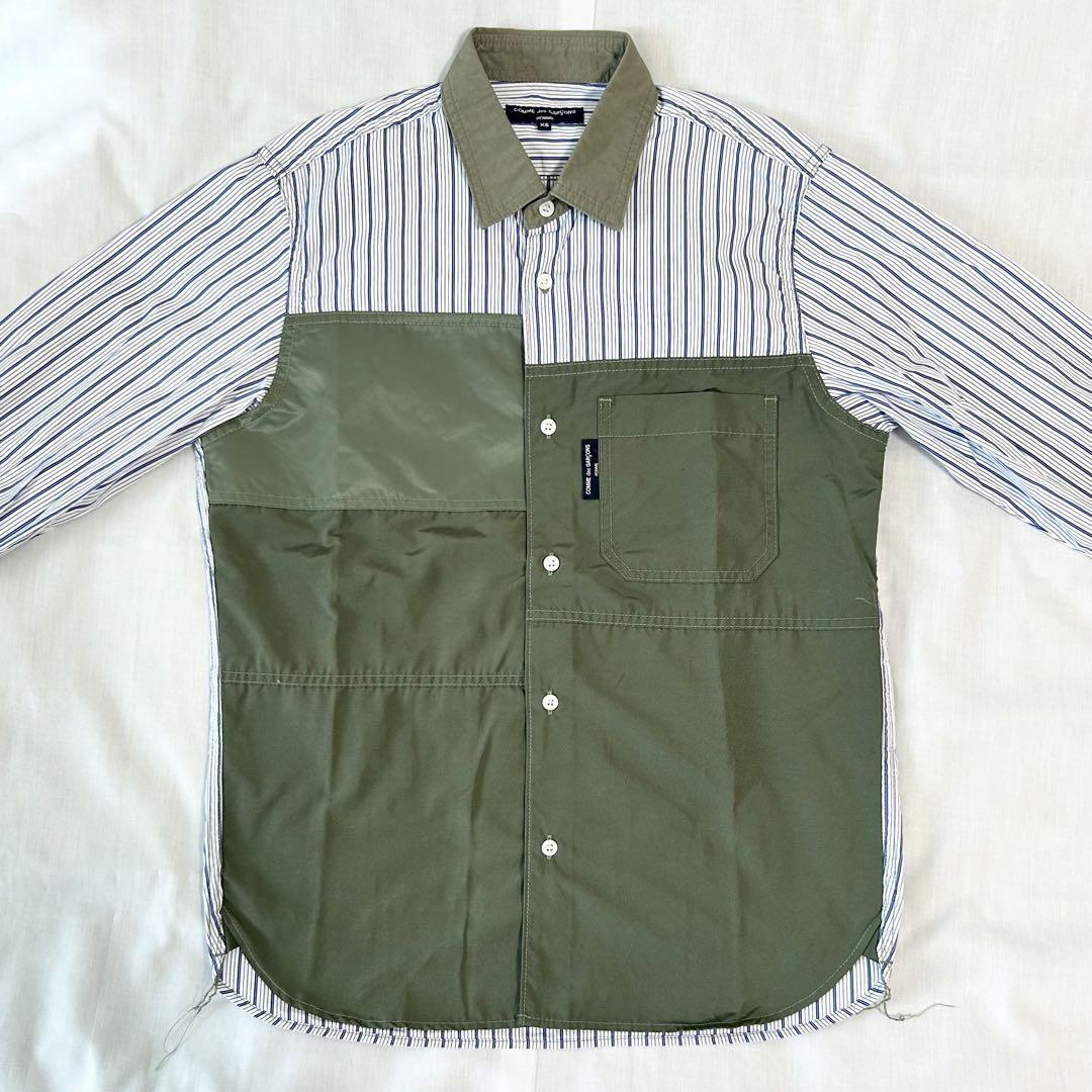 買い保障できる 極美品】コムデギャルソンオム ミリタリーパッチワークシャツ XS トップス