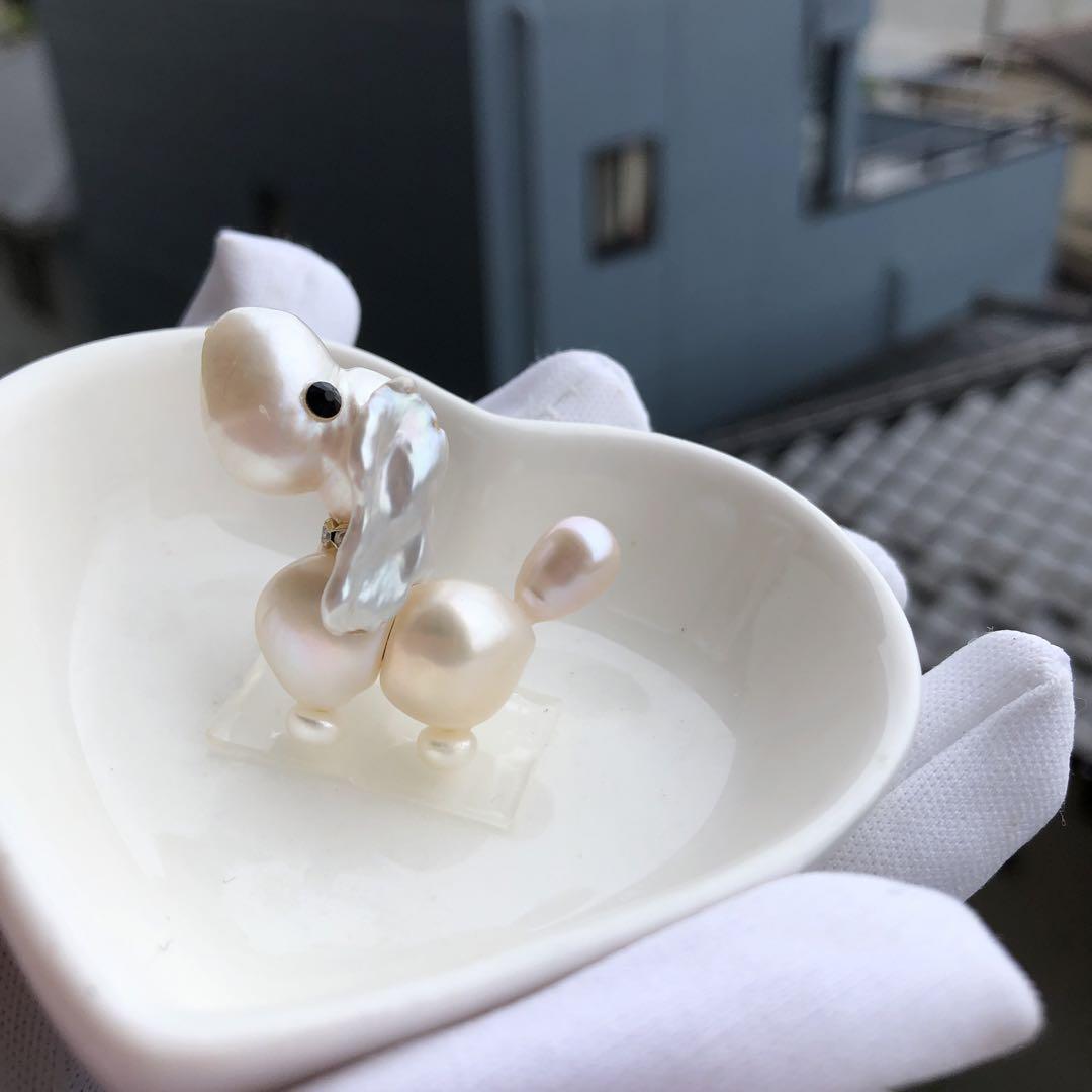 オリジナルデザイン　犬シリーズ　淡水バロックパールペンダントトップ