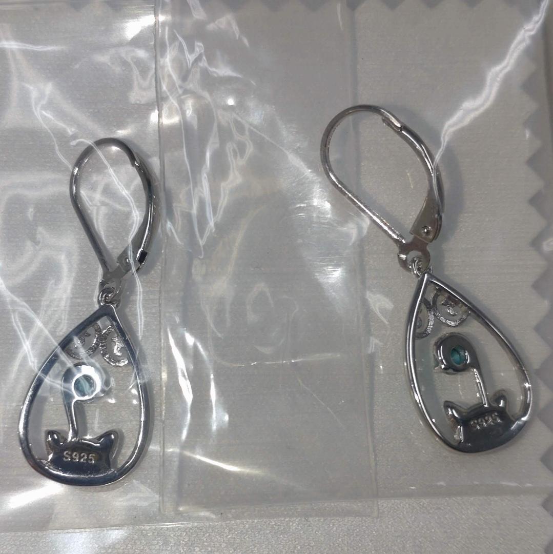 ピアス ターコイズ シルバー925 金属アレルギー対応 フックピアス 黒猫 画像10
