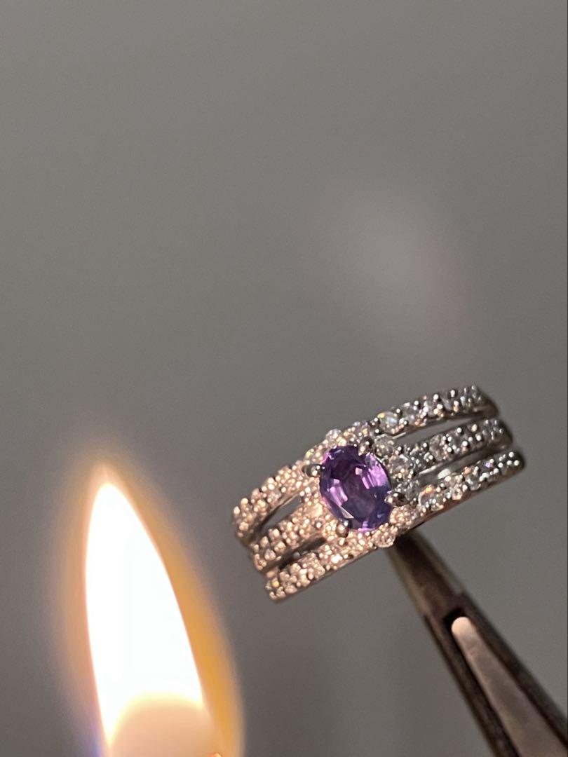 天然アレキサンドライト　0.55ct ダイヤモンド　リング　プラチナ　 鑑付