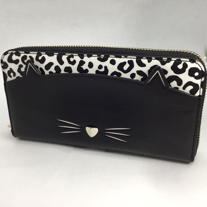 SALE/37%OFF】 spade kate ケイトスペード 猫 財布 ブラック ラウンド ...