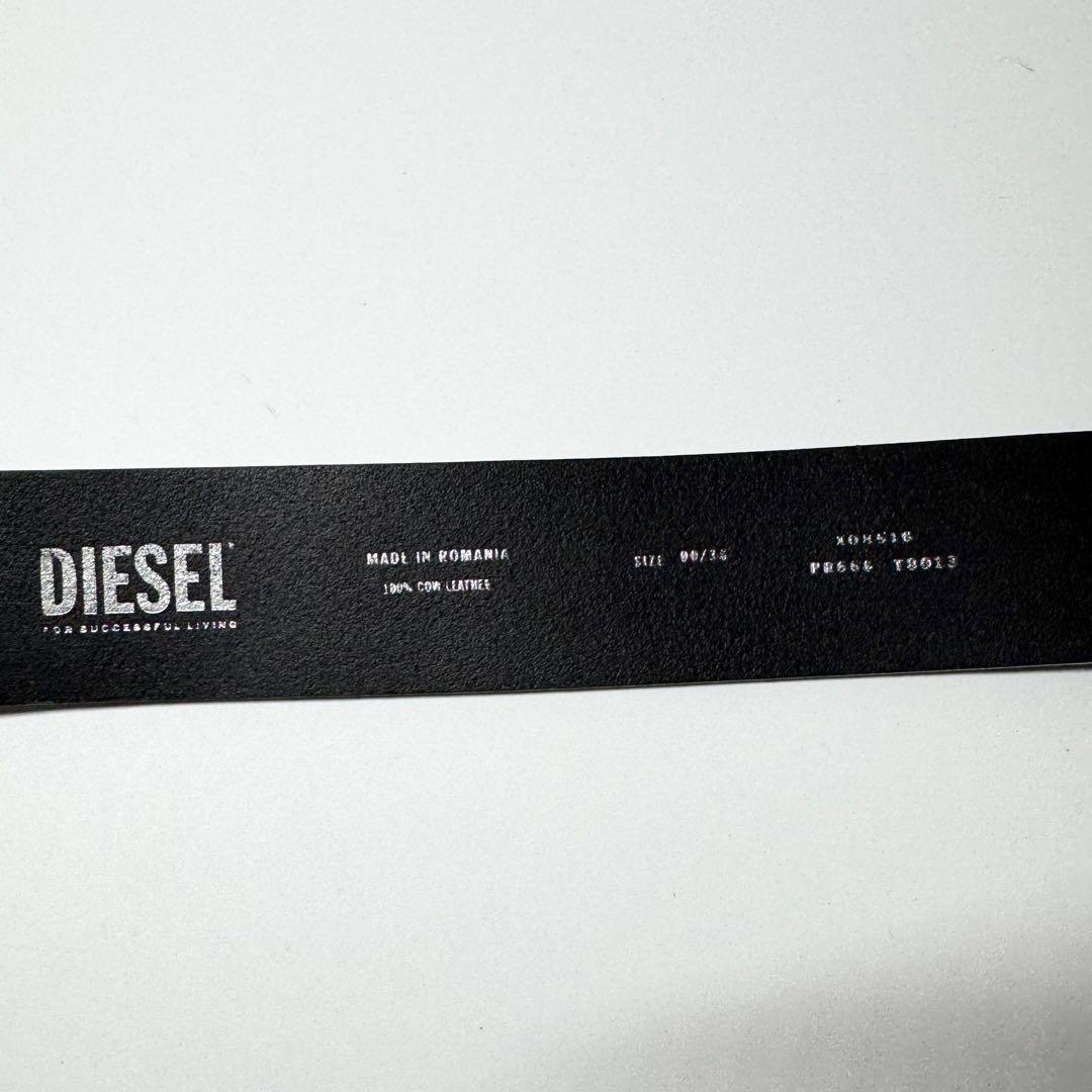 【美品】DIESEL レザー　べルト ブラック ロゴ バックル メンズ