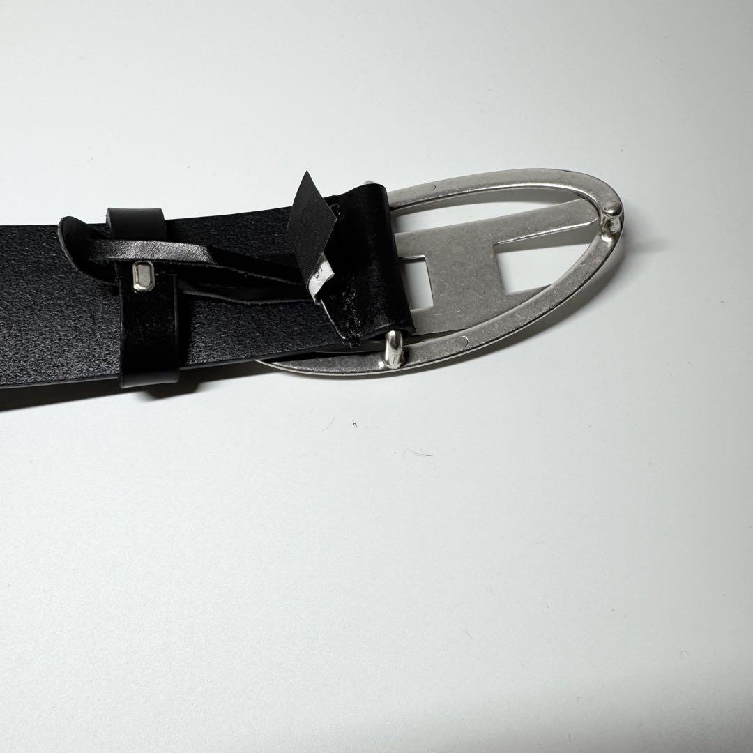 【美品】DIESEL レザー　べルト ブラック ロゴ バックル メンズ