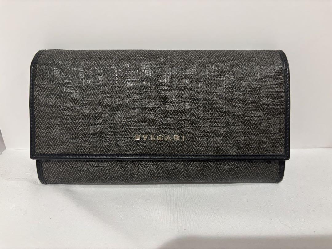BVLGARI ヘリンボーン 二つ折り財布 グレー