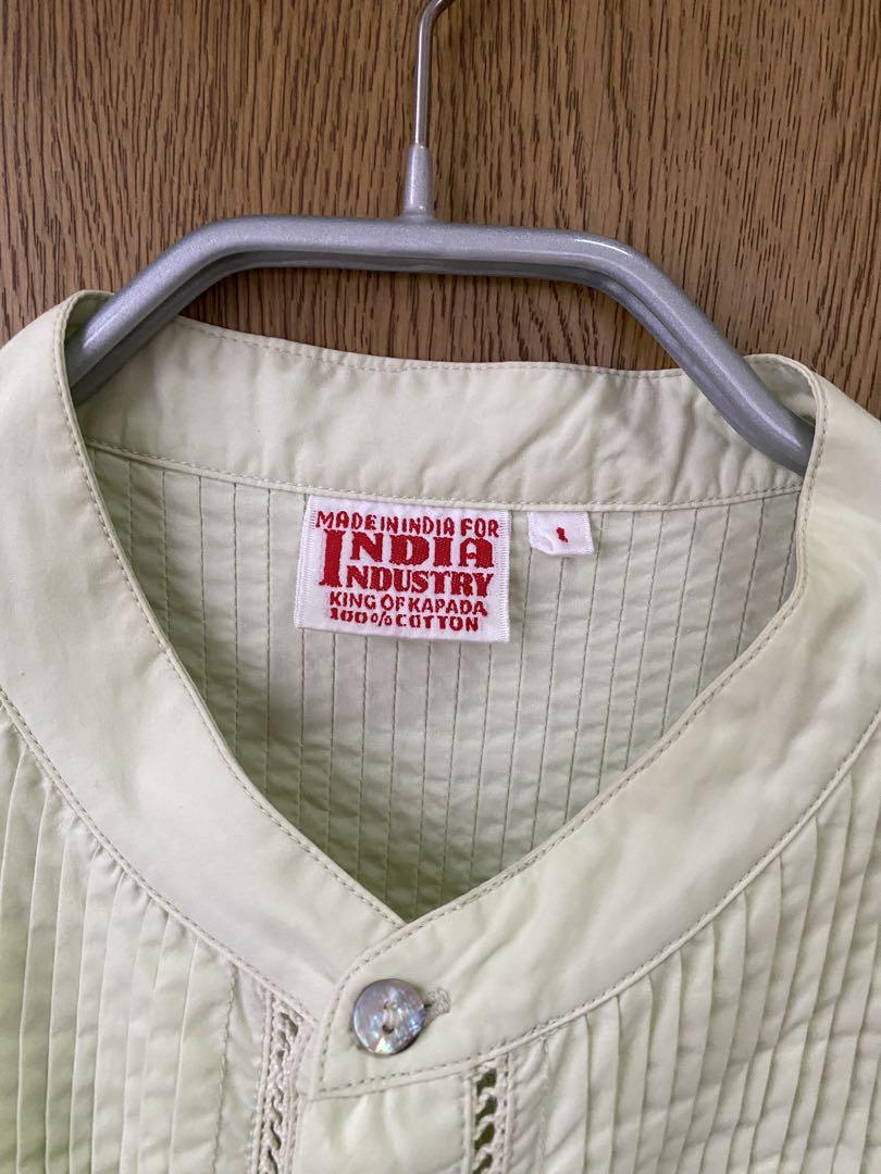INDIA INDUSTRY ピンタックシャツ ライム インディアインダストリー INDIA INDUSTRY ピンタックシャツ ライム インディア