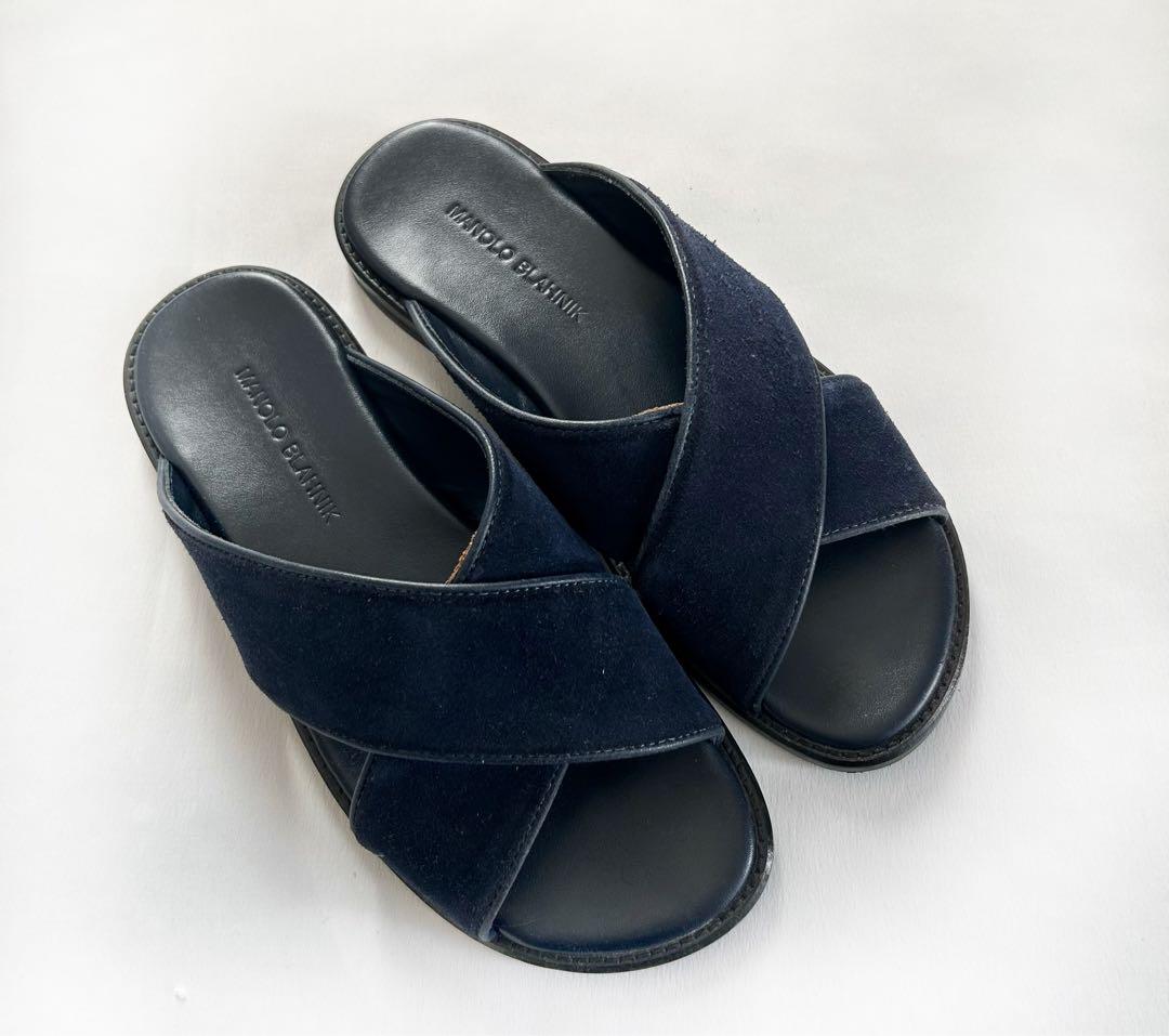 【美品】Manolo Blahnik OTAWI クロスサンダル スエード