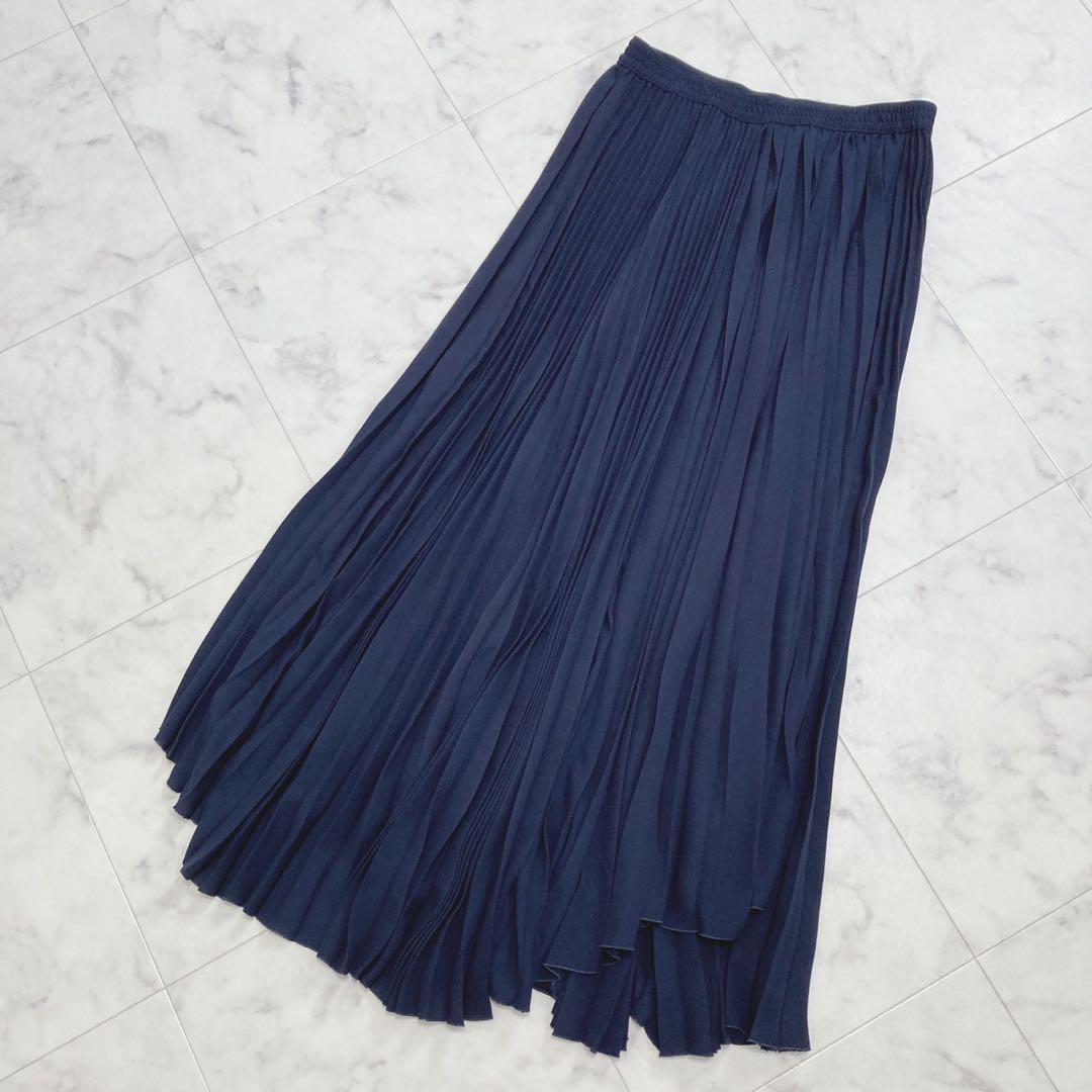 Theory 定価3.2万 アシンメトリープリーツスカート S ネイビー 美品