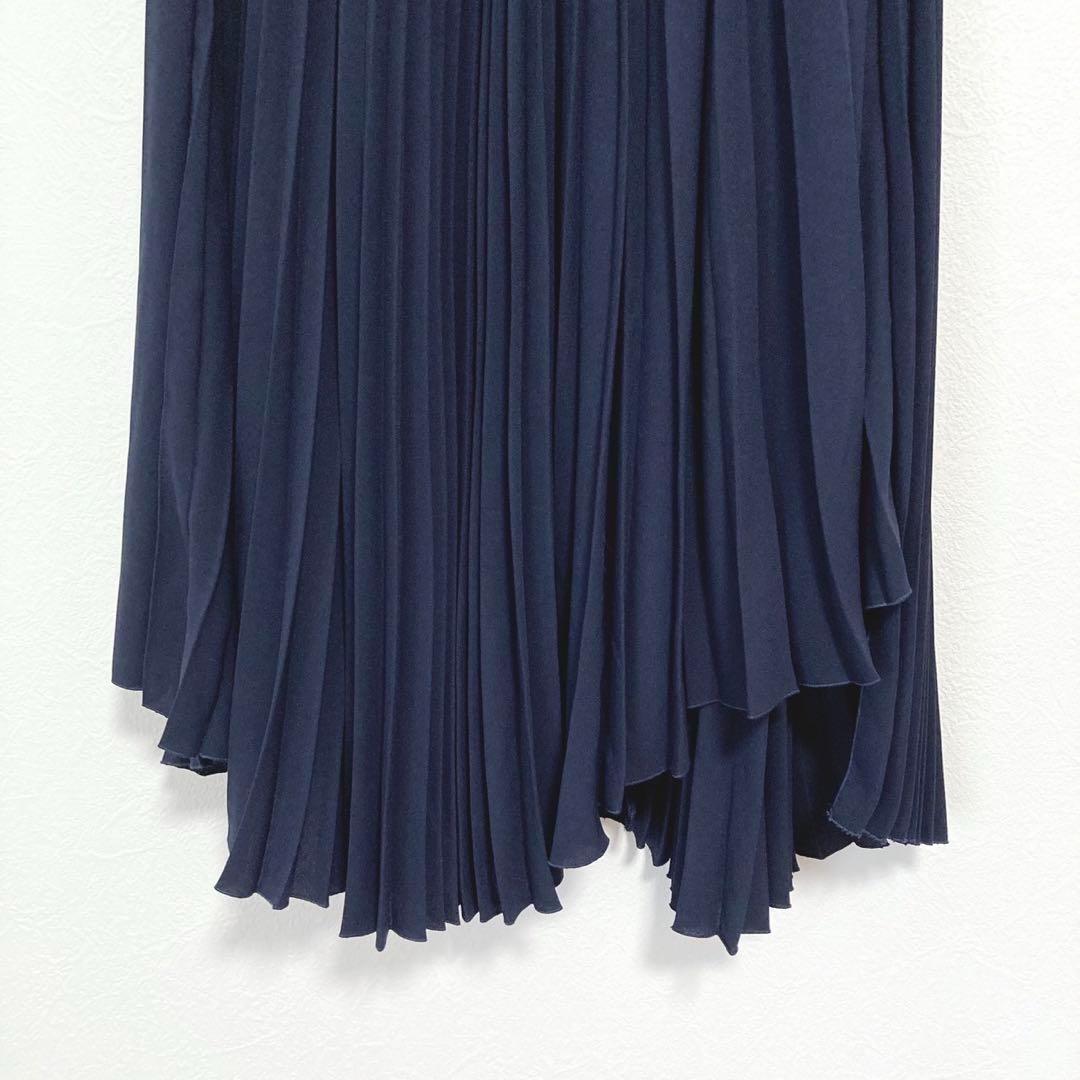 Theory 定価3.2万 アシンメトリープリーツスカート S ネイビー 美品
